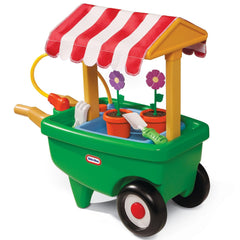 2-in-1 Garden Cart & Wheelbarrow �C Gardening Playset with Planting Tray, Water Sprinkler & Transformable Design