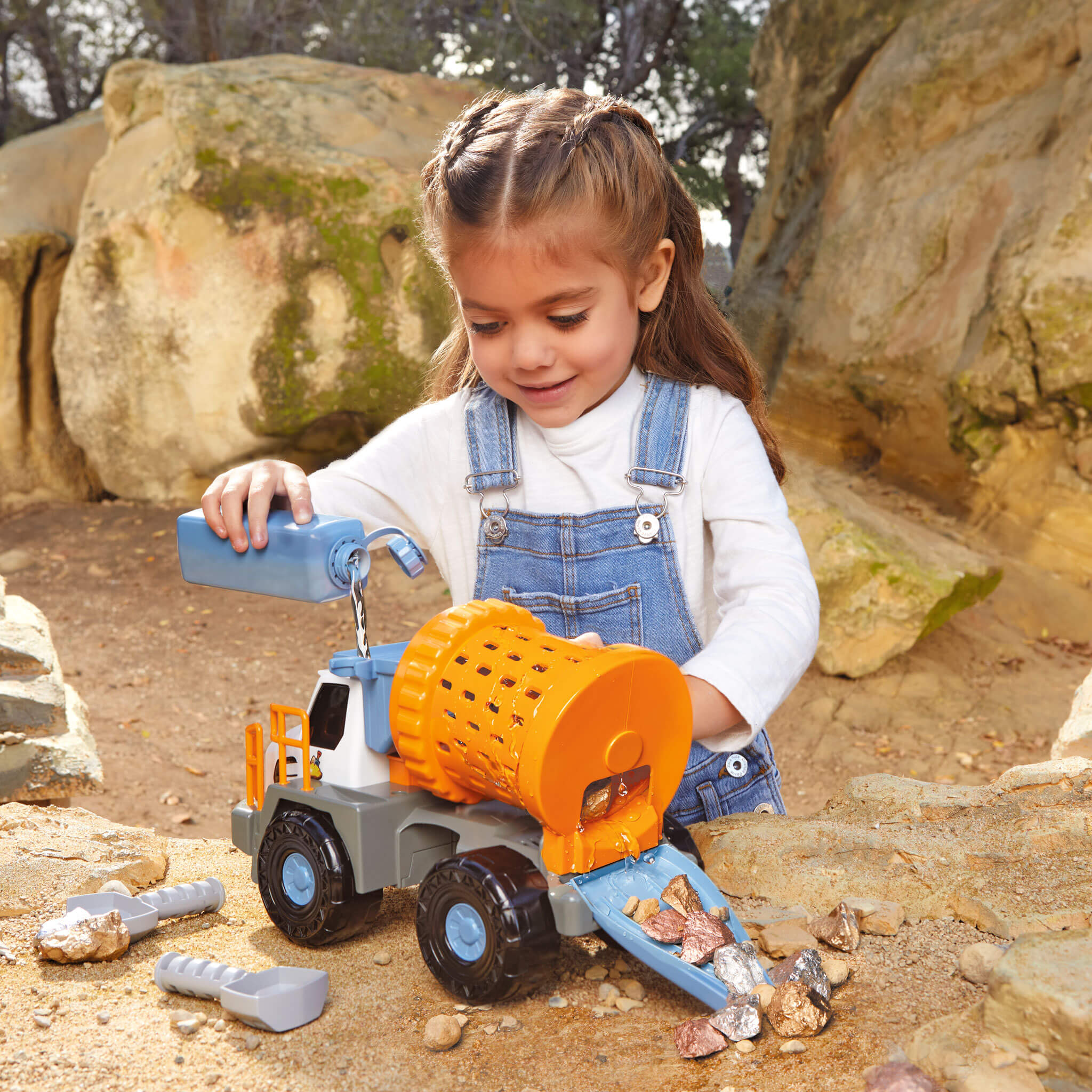 Big Adventures Metal Detector Mining Truck with Metal Detector, Rock Tumbler & Tools