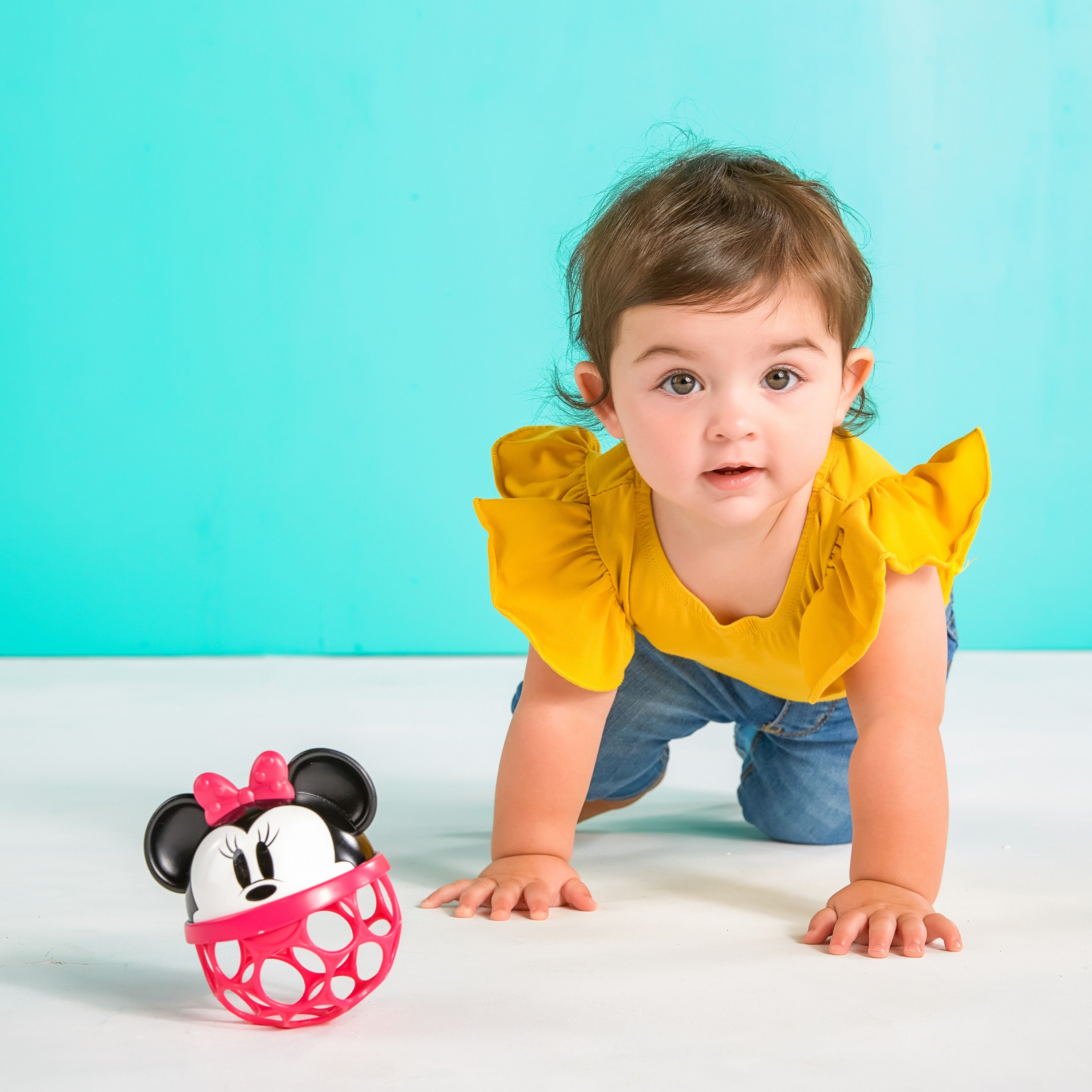 Disney Baby Minnie Mouse Oball Easy Grasp Rattle Along Buddy BPA-Free Infant Toy in Pink