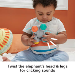Fisher-Price Elephant Clicker Pal Infant Fine Motor Toy For Sensory Play Ages 6+ Months