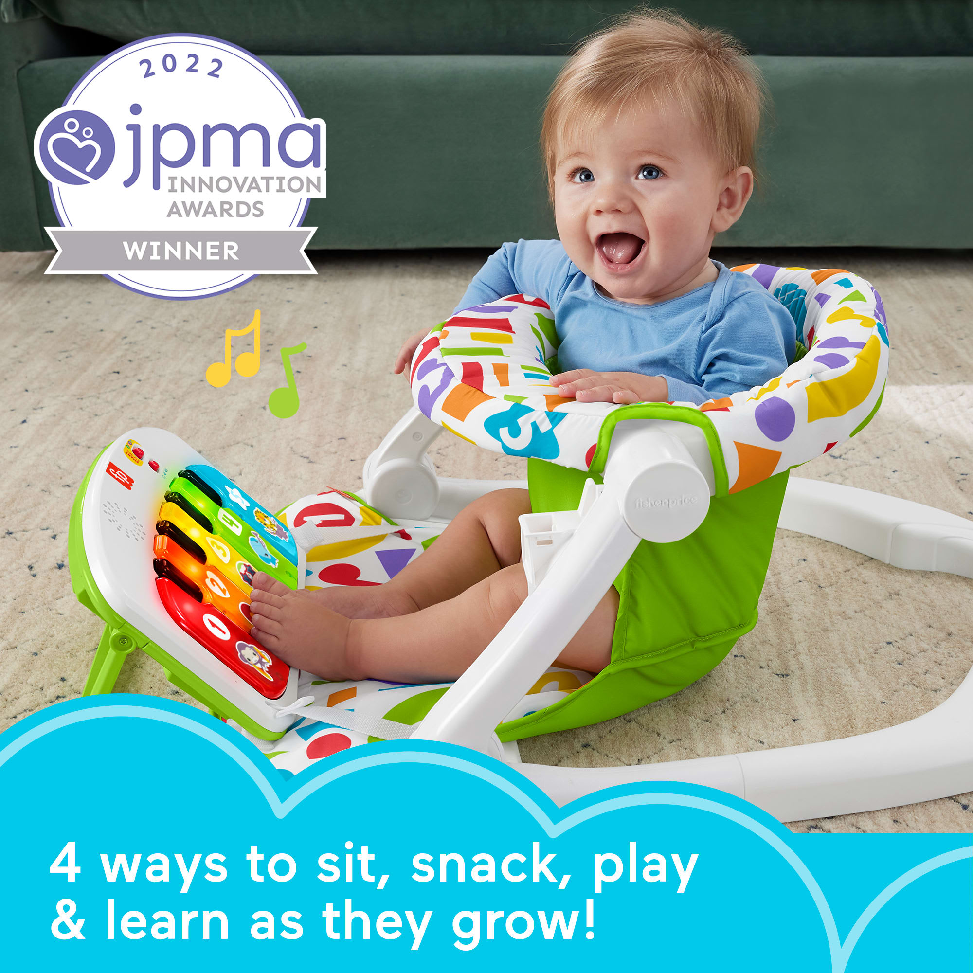 Fisher-Price Kick & Play Deluxe Sit-Me-Up Seat Portable Chair & Learning Toy For Baby & Toddler