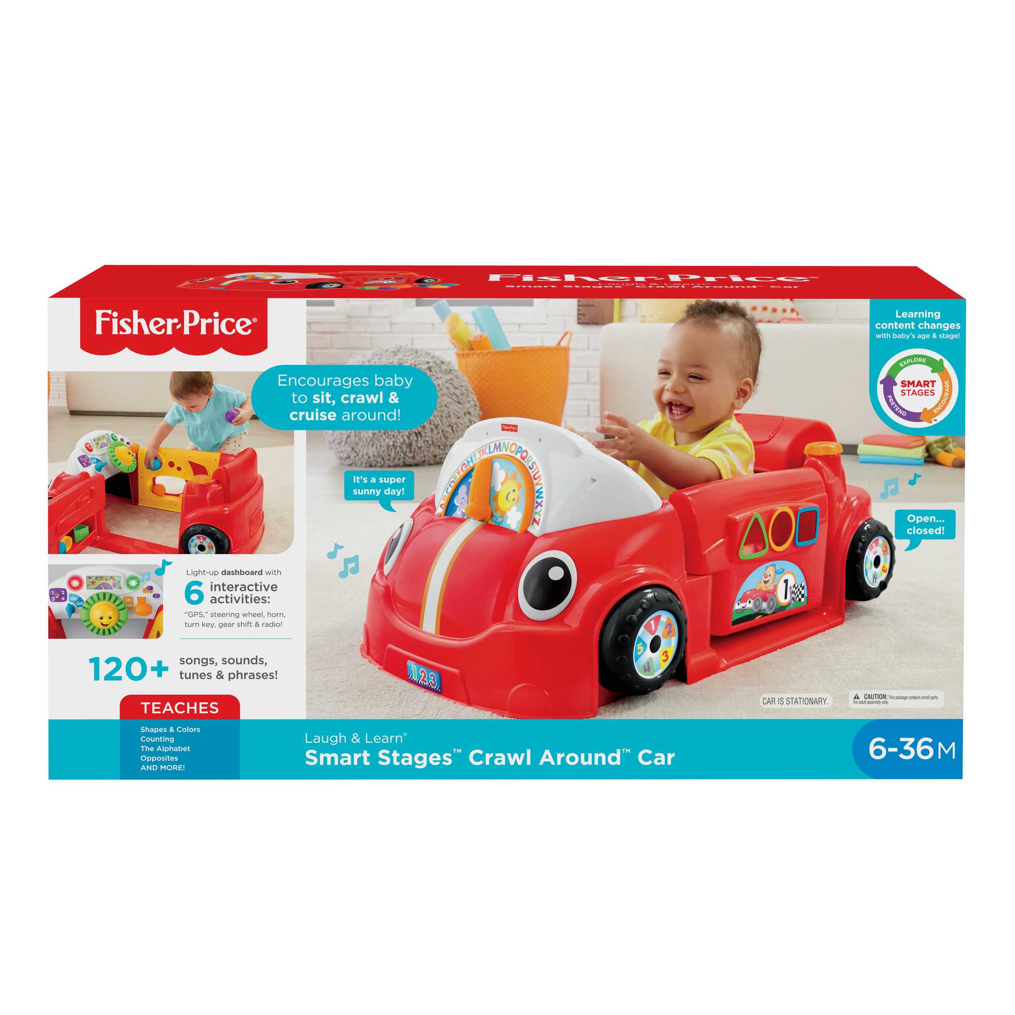 Fisher-Price Laugh & Learn Crawl Around Car, Red Activity Center Learning Toy For Baby & Toddler