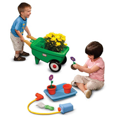 2-in-1 Garden Cart & Wheelbarrow �C Gardening Playset with Planting Tray, Water Sprinkler & Transformable Design