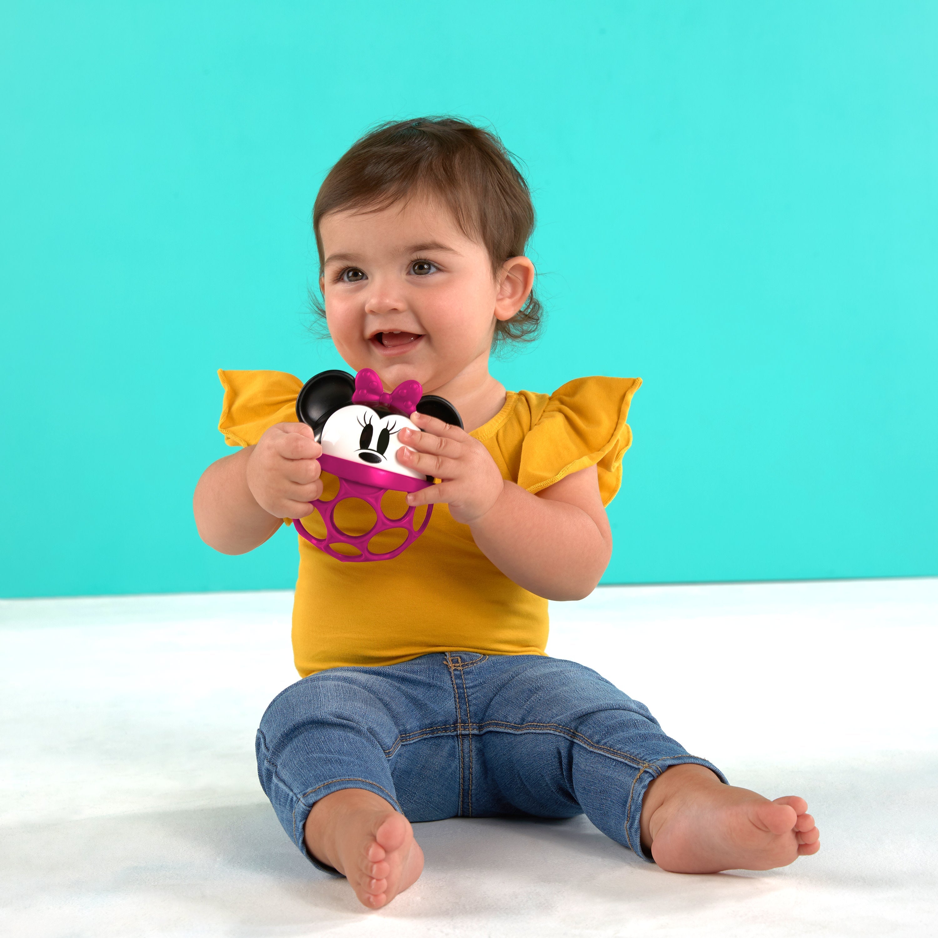 Disney Baby Minnie Mouse Oball Easy Grasp Rattle Along Buddy BPA-Free Infant Toy in Pink