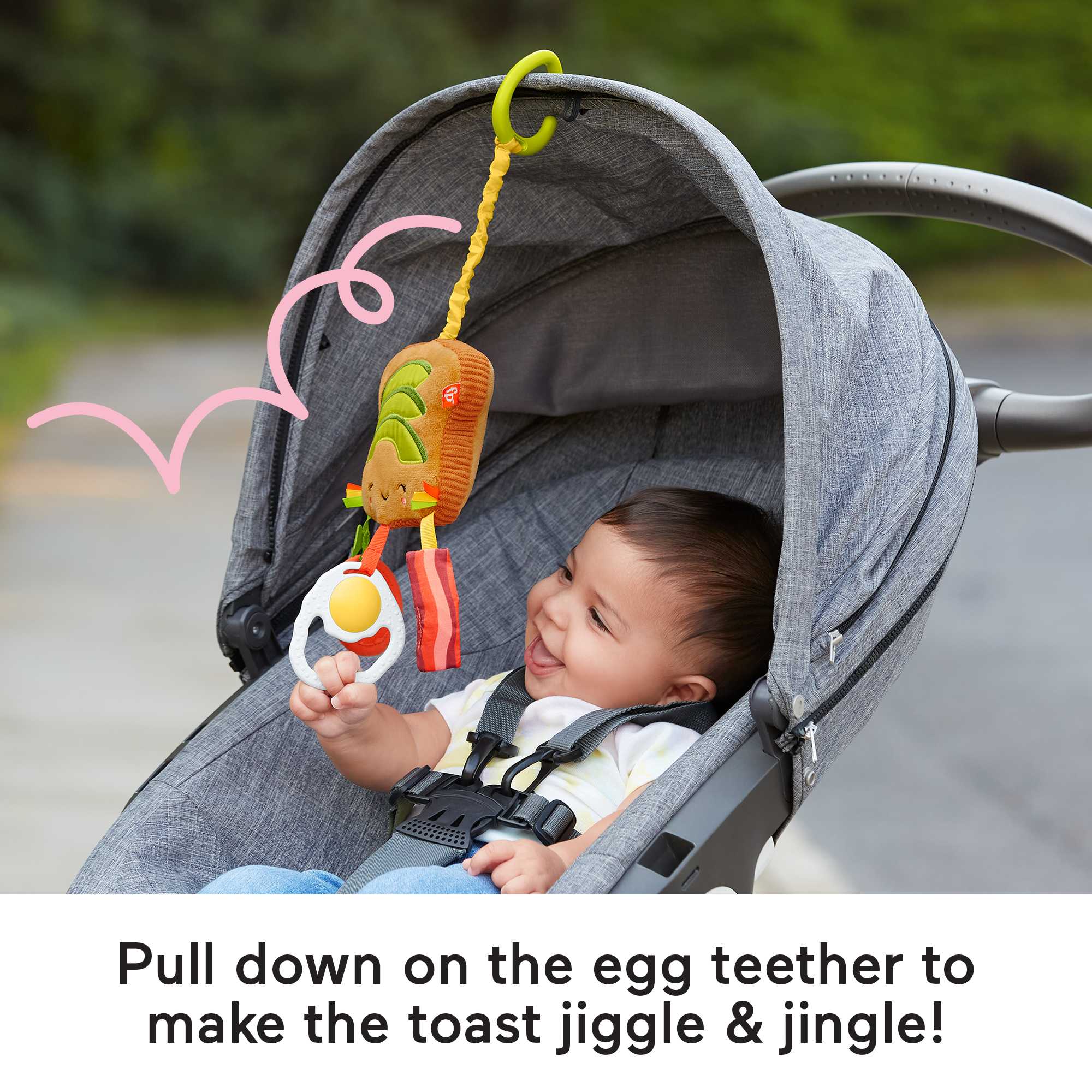 Fisher-Price Brunch & Go Stroller Toy Pretend Food Baby Toys For Sensory Play
