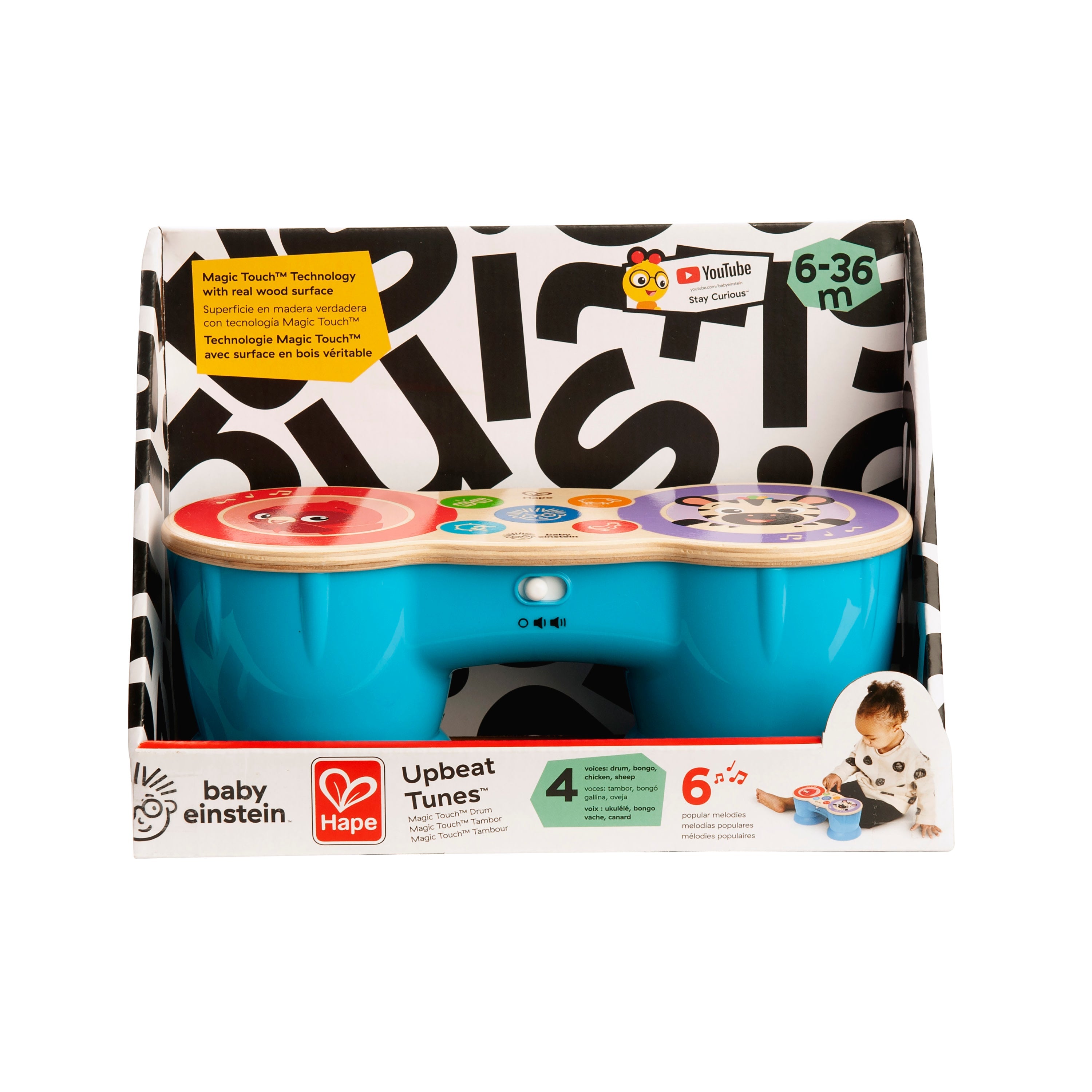 Baby Einstein Upbeat Tunes Magic Touch Wooden Drum Musical Toy