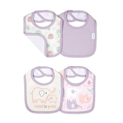 Easy Eater 4-Pack Absorbent Terry-Backed Cotton Baby Bib Set for Eating or Teething - Grazy