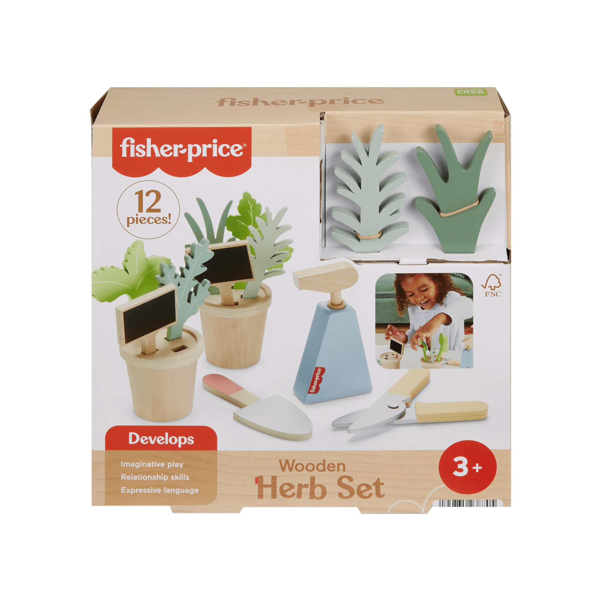Fisher-Price  Coffret Plantes en Bois, Avec Outils, 12��l��ments