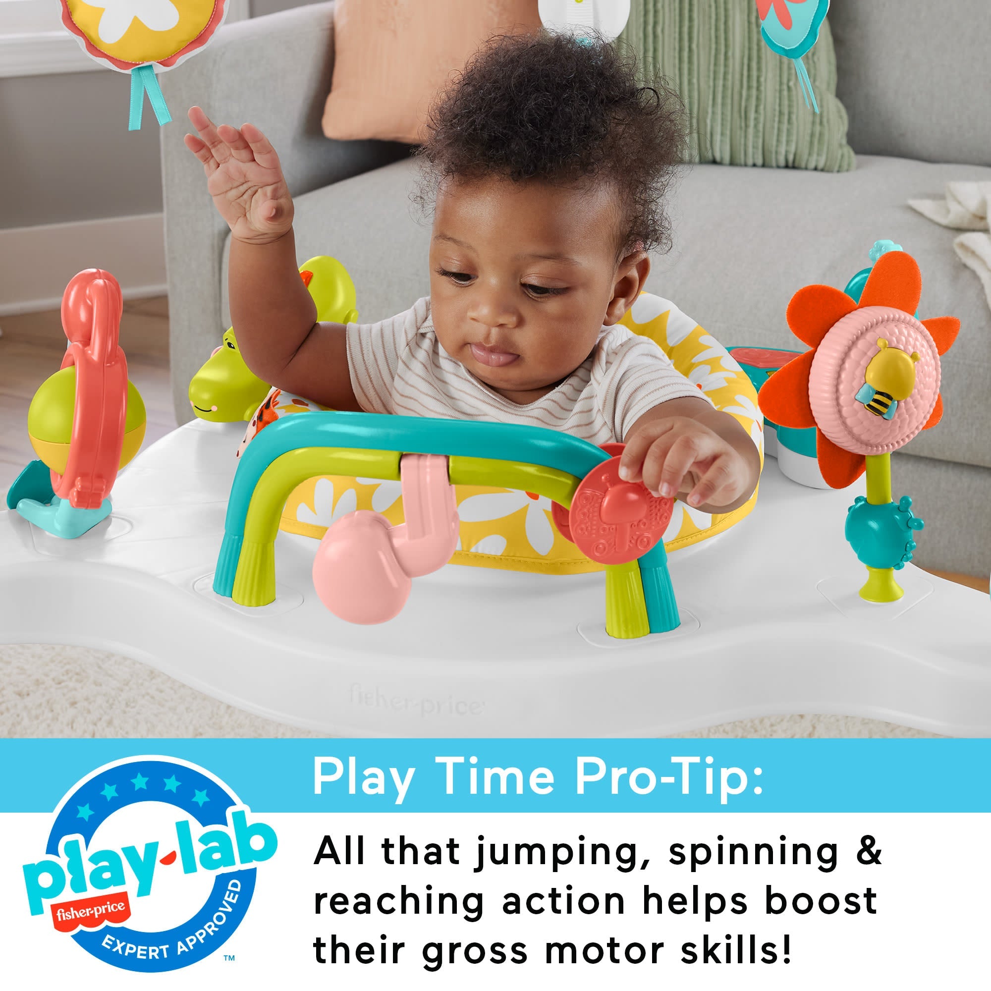 Fisher-Price Baby Bouncer Blooming Fun Jumperoo Activity Center With Music & Lights