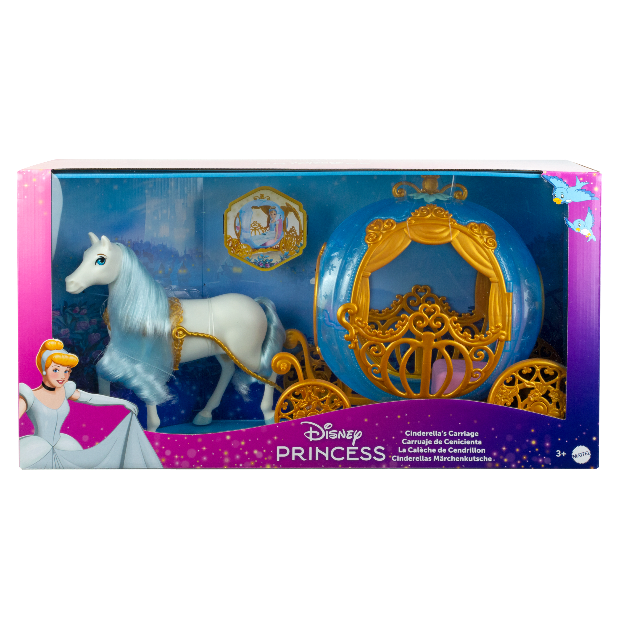 Disney Princess Cinderella's Rolling Carriage & Horse With Brushable Mane & Tail