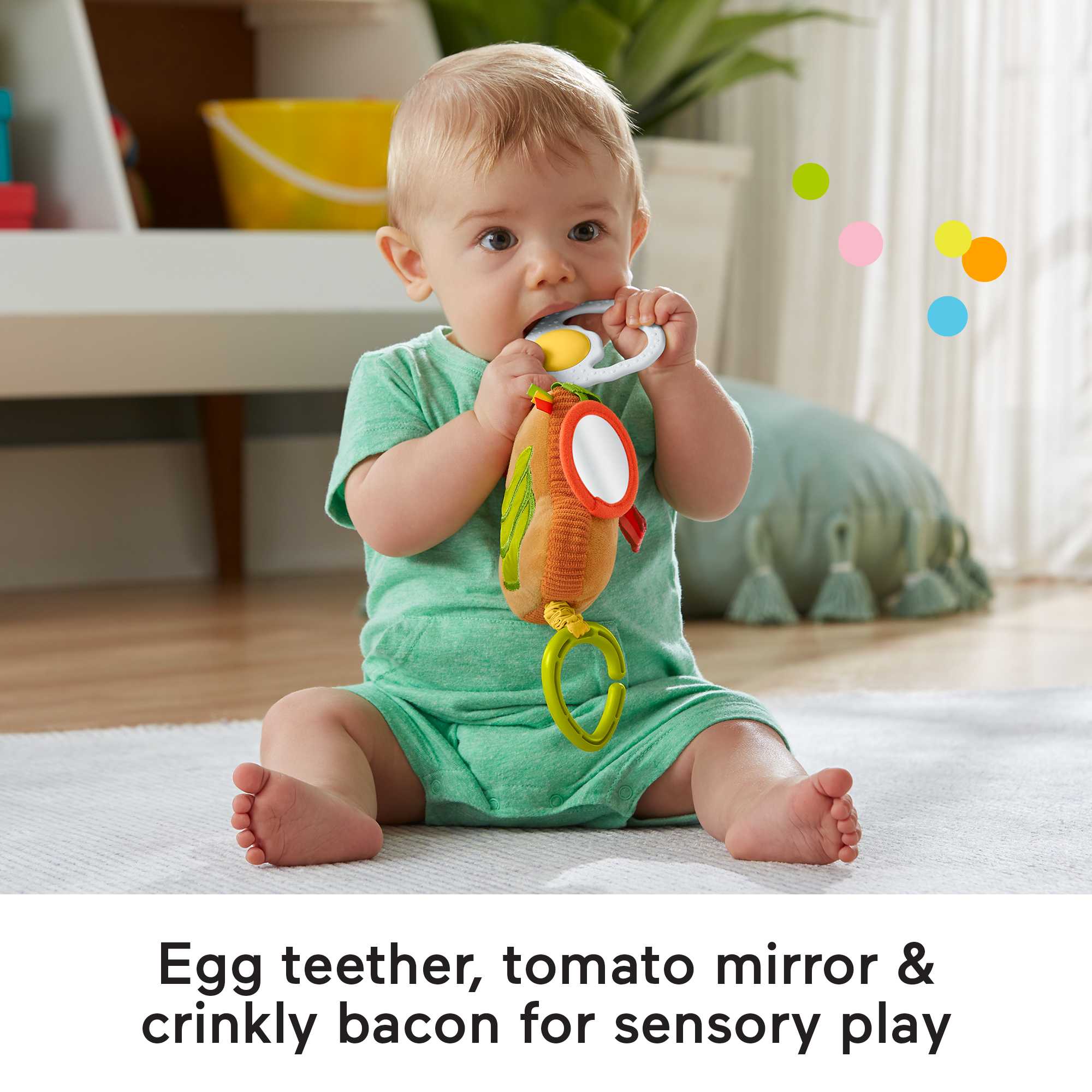 Fisher-Price Brunch & Go Stroller Toy Pretend Food Baby Toys For Sensory Play