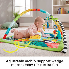Fisher-Price 3-In-1 Rainforest Sensory Gym Tummy Wedge With 6 Baby Toys Newborn To Toddler