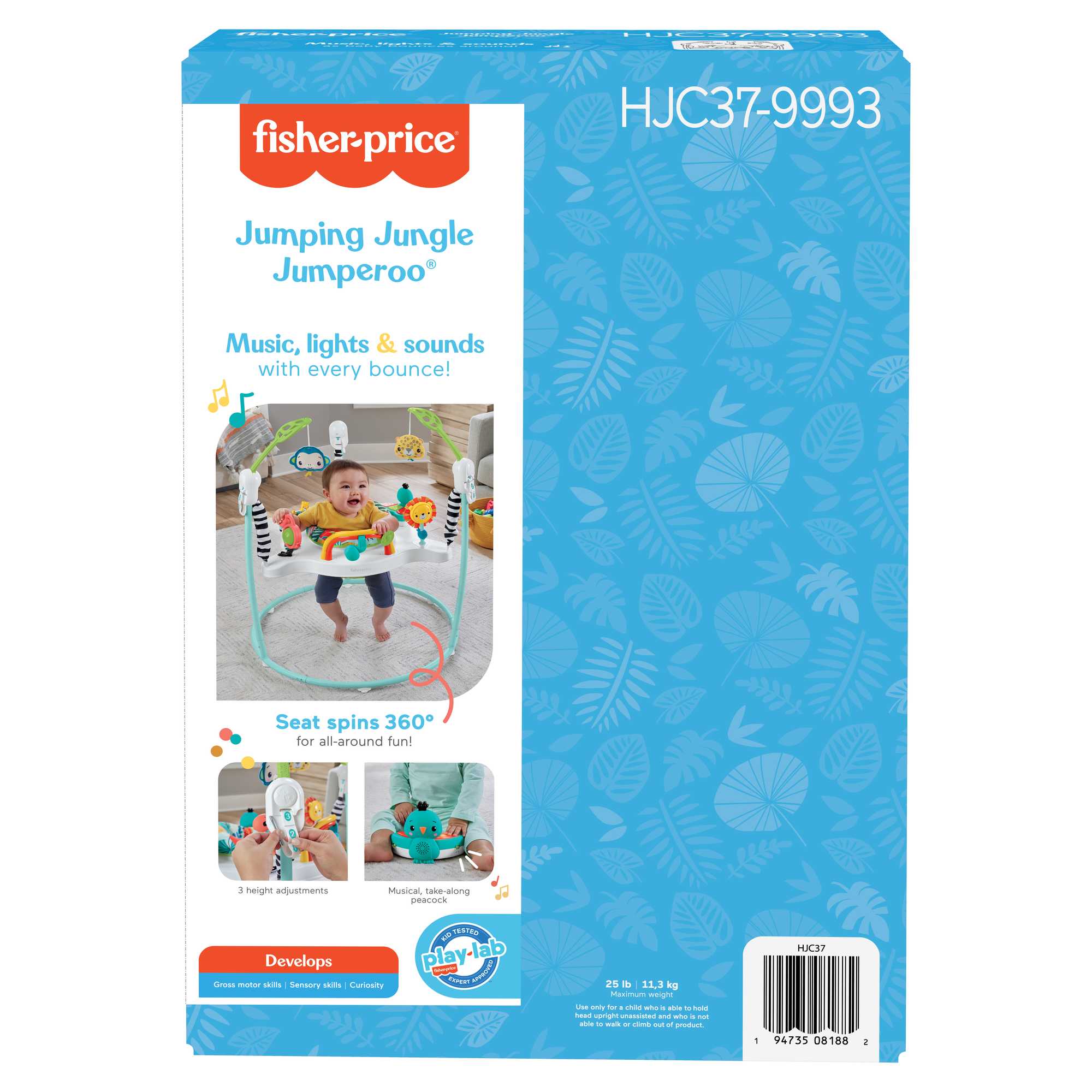 Fisher-Price Jumperoo de La Jungle, Centre D’Activités, Lumières+Sons