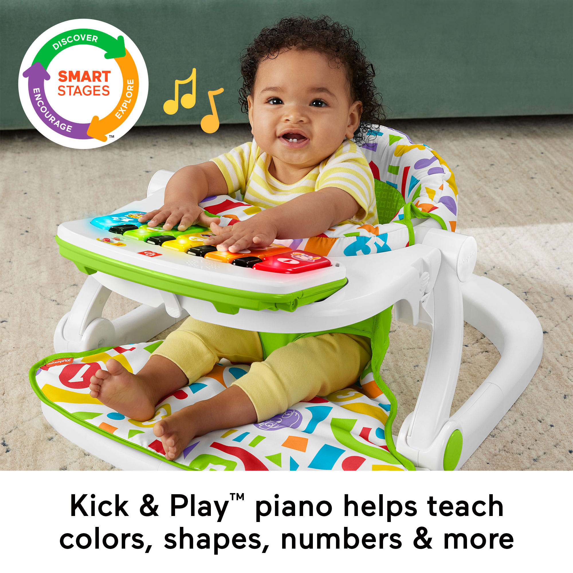 Fisher-Price Kick & Play Deluxe Sit-Me-Up Seat Portable Chair & Learning Toy For Baby & Toddler