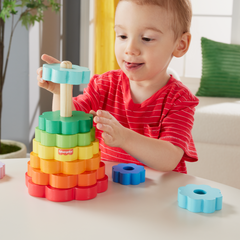 Fisher-Price Empileur D’Anneaux en Bois, Triage, 10 Éléments