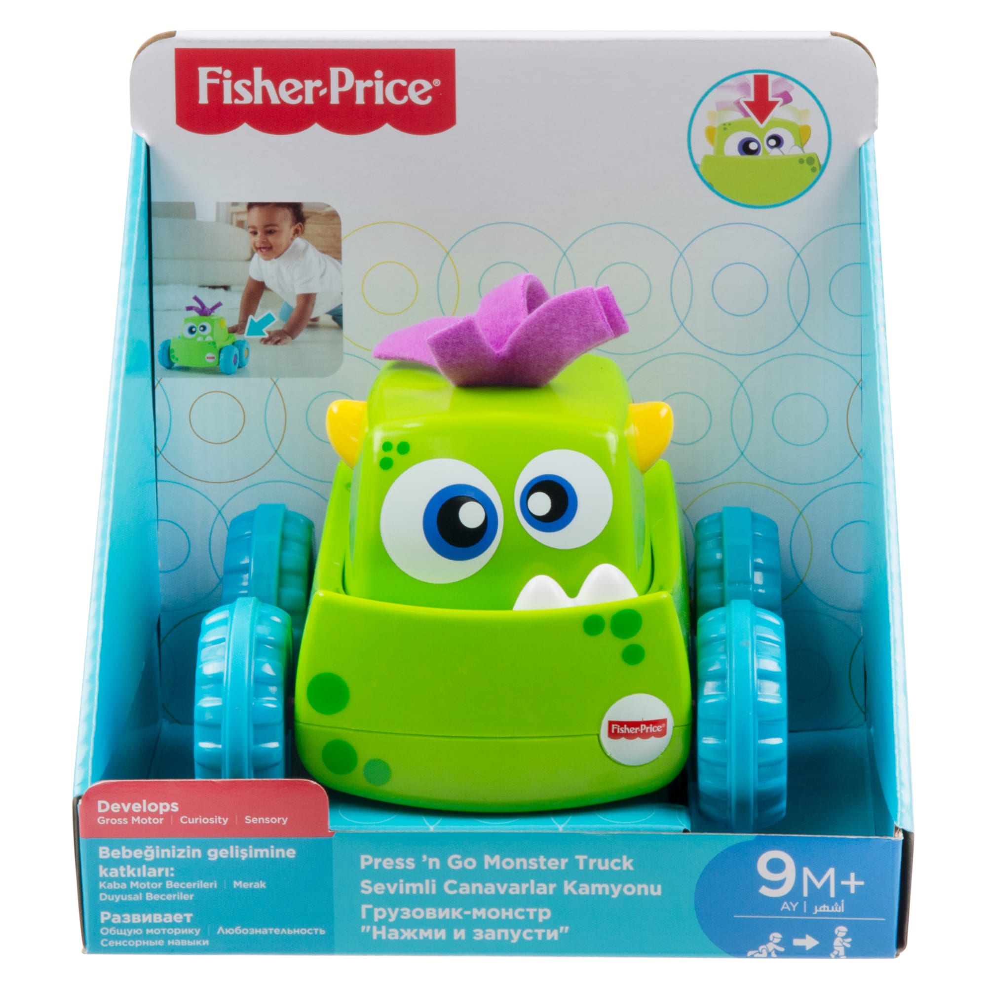 Fisher-Price Juguete para Bebés Monstruo Presiona Y Persigue Verde