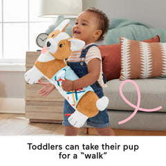 Fisher-Price Baby Tummy Time Toys, 3-in-1 Puppy Wedge With Rattle TeeTher & Mirror