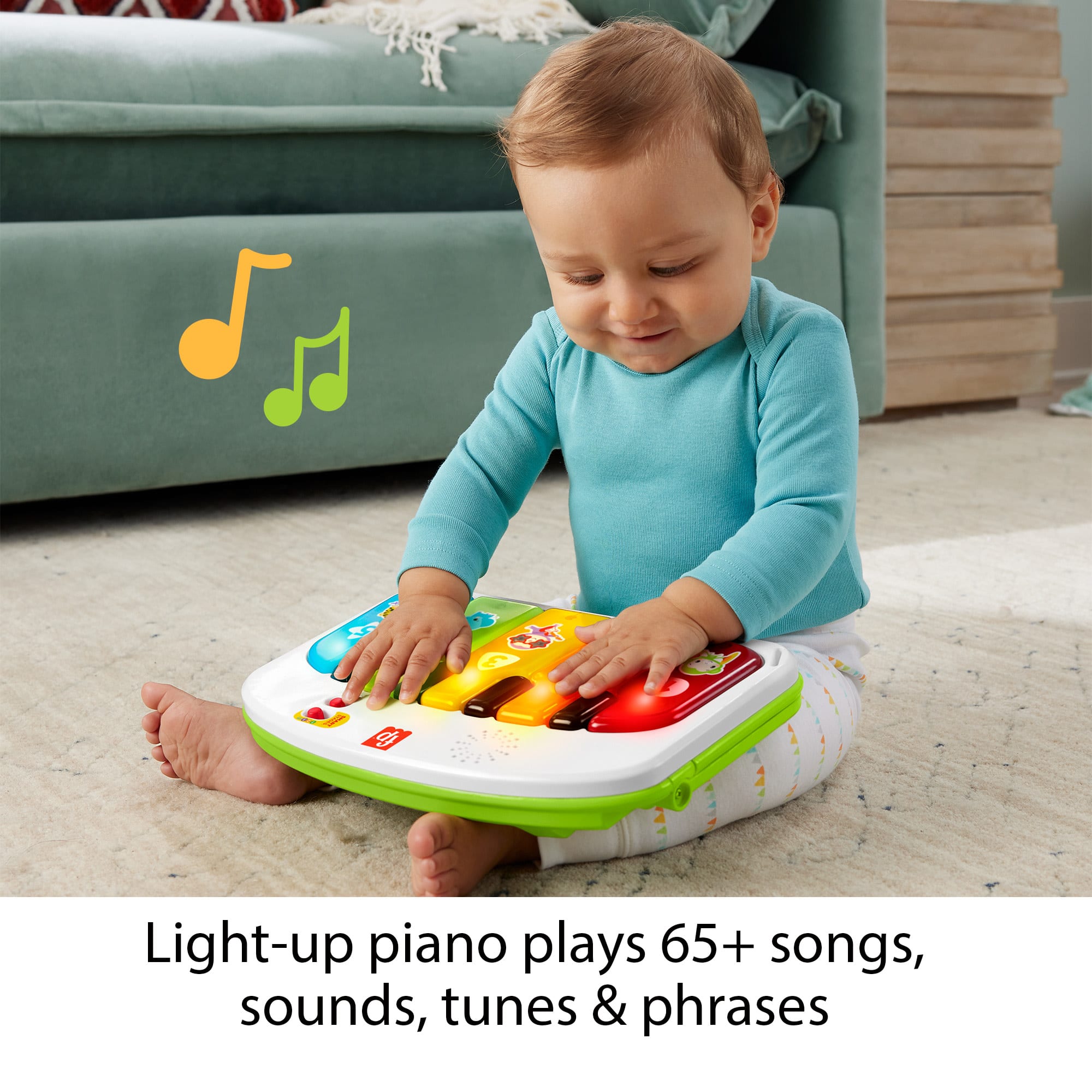Fisher-Price Baby Chair, Deluxe Sit-Me-Up Seat With Kick & Play Piano Learning Toy & Snack Tray