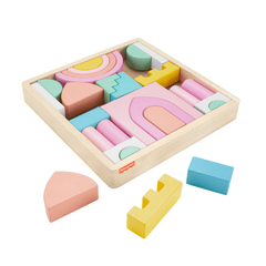 Fisher-Price  Coffret Château de Blocs en Bois, 28Éléments en Bois