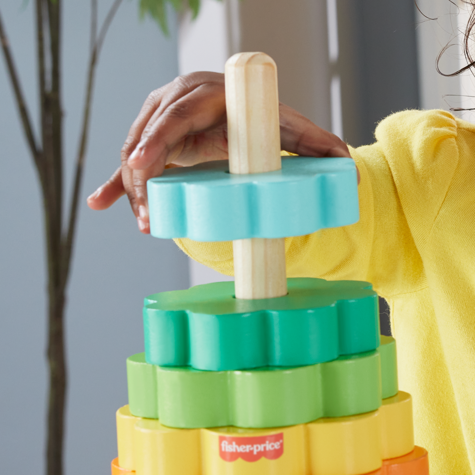 Fisher-Price Empileur D’Anneaux en Bois, Triage, 10 Éléments