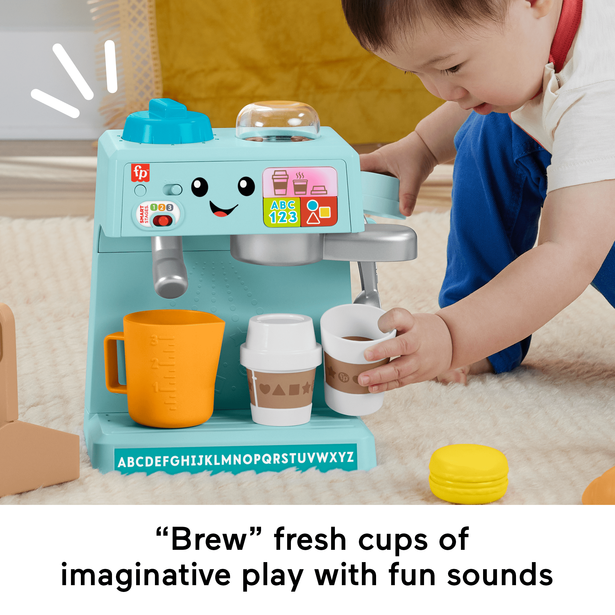 Fisher-Price Laugh & Learn Learn & Serve Coffee Café Toddler Electronic Toy, 10 Play Pieces