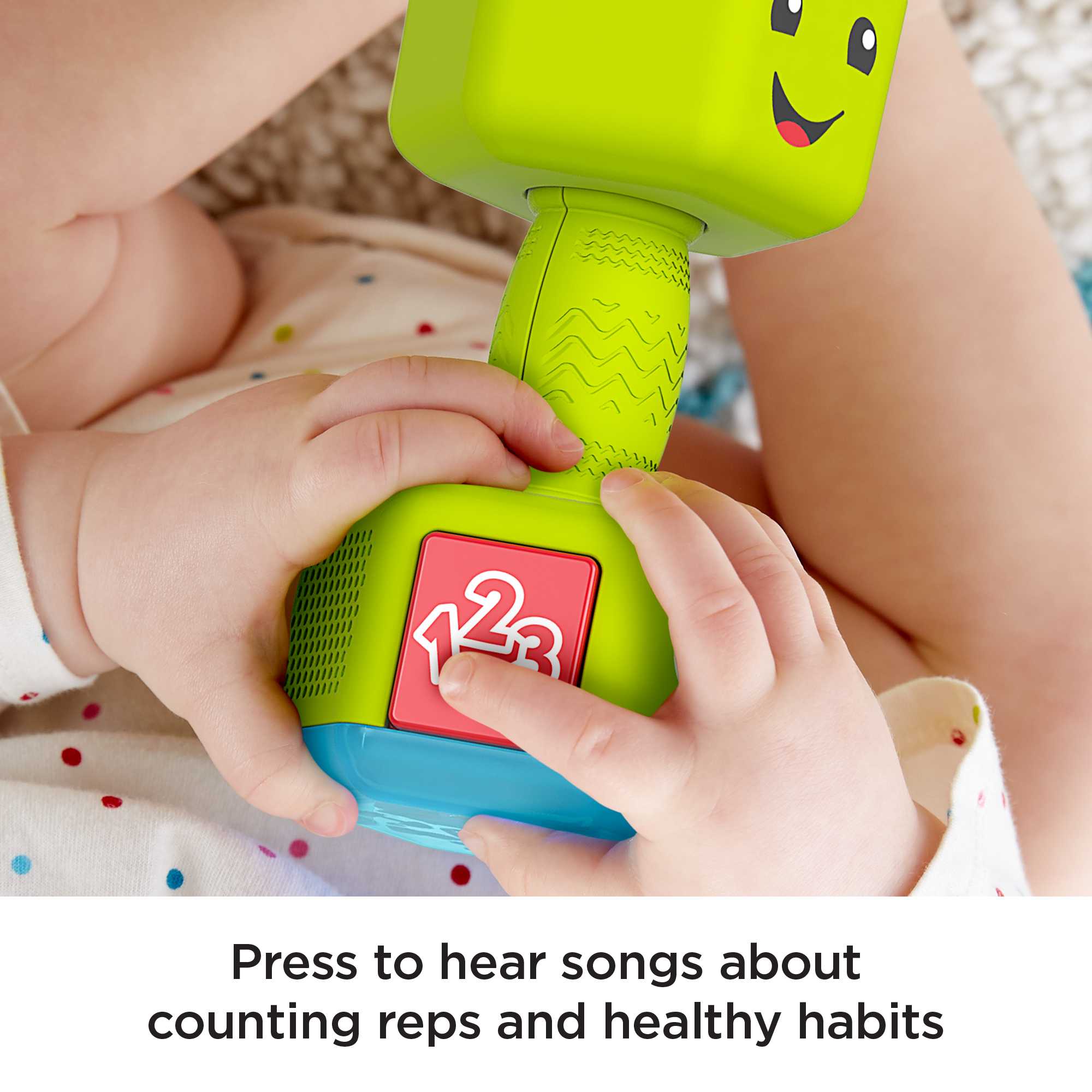 Fisher-Price Laugh & Learn Countin’ Reps Dumbbell Musical Rattle Toy For Infant & Toddler