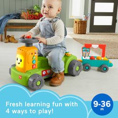 Fisher-Price Laugh & Learn 4-In-1 Farm To Market Tractor Ride-On Learning Toy, Multilanguage Version