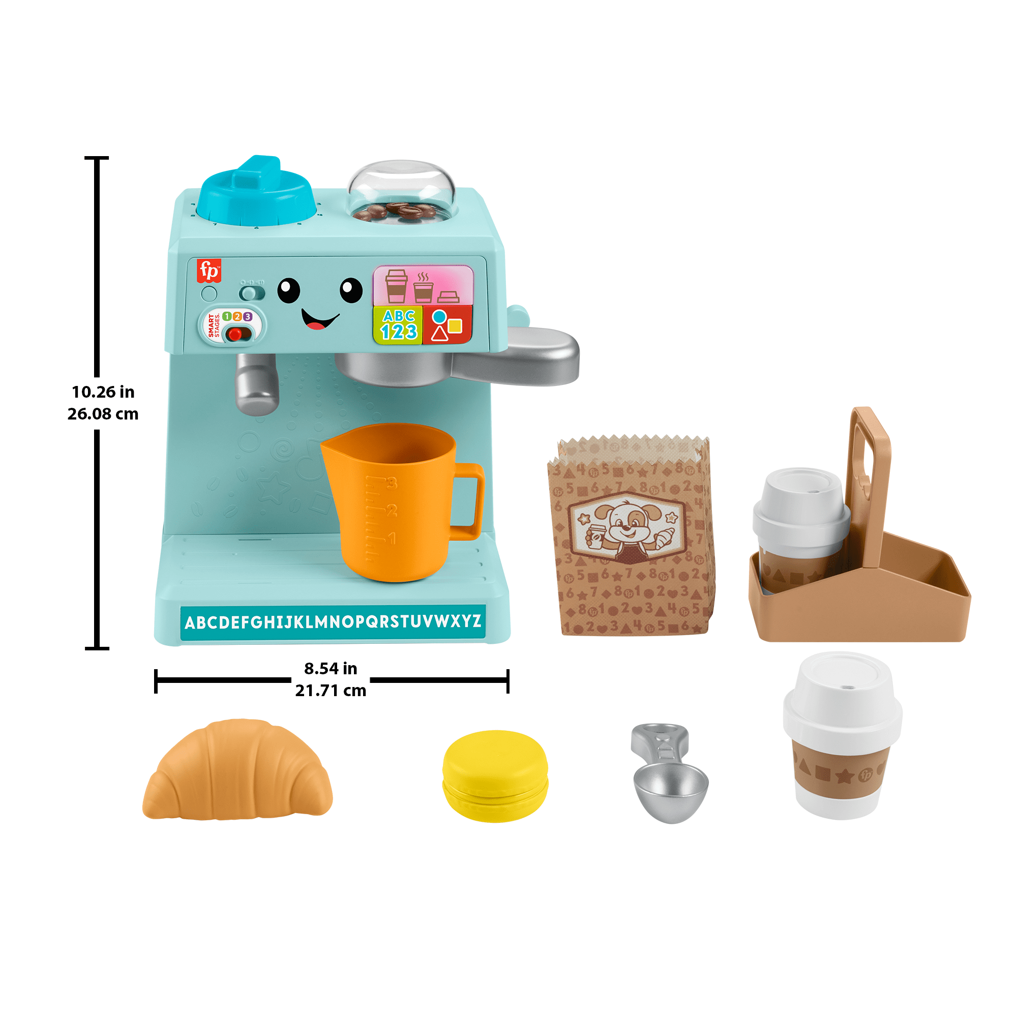 Fisher-Price Laugh & Learn Learn & Serve Coffee Café Toddler Electronic Toy, 10 Play Pieces