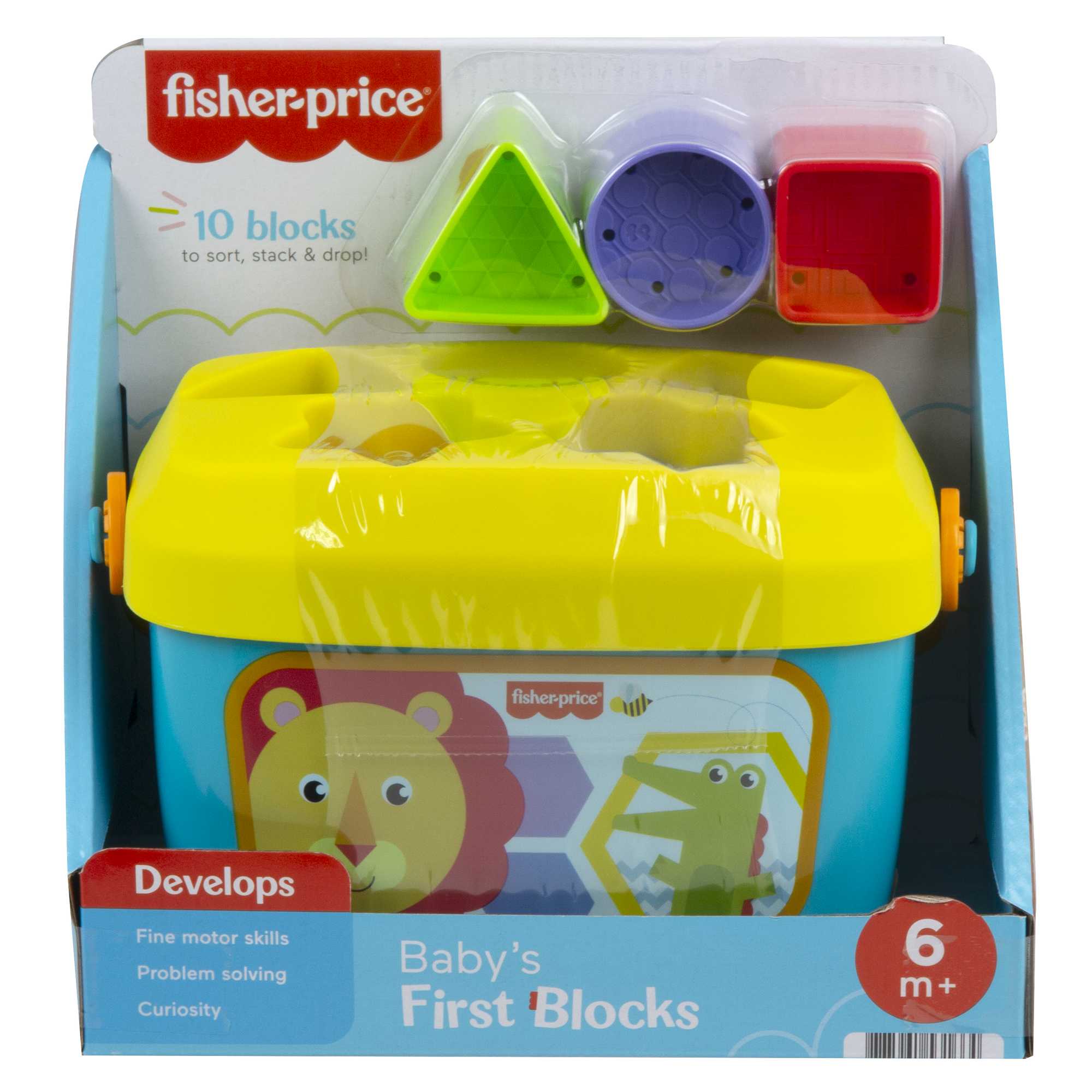 Fisher-Price Baby's First Blocks With Storage Bucket, Learn Shapes And Sort.