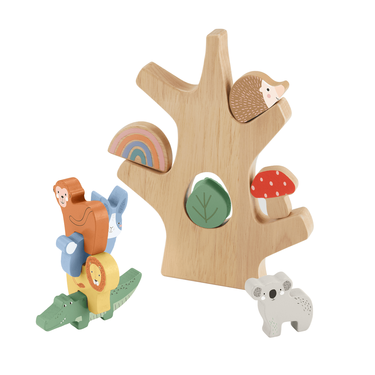 Fisher-Price Arbre D’Équilibre en Bois, Empilage, 10 Éléments