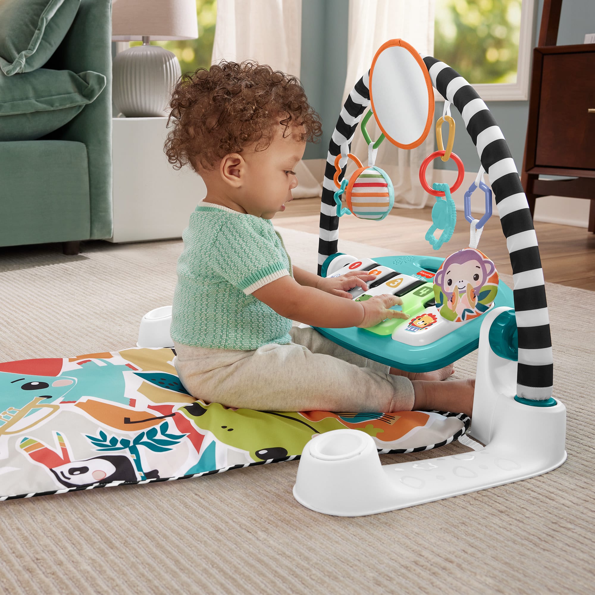 Fisher-Price  Tapis Piano Lumières et Apprentissage, Pour Bébé, Bleu