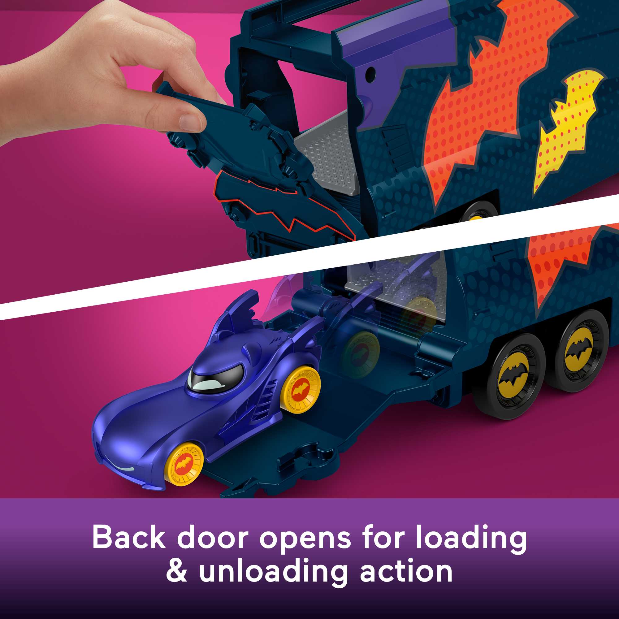 Fisher-Price DC Batwheels Toy Hauler And Car, Bat-Big Rig With Ramp And Vehicle Storage
