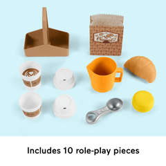 Fisher-Price Laugh & Learn Learn & Serve Coffee Café Toddler Electronic Toy, 10 Play Pieces